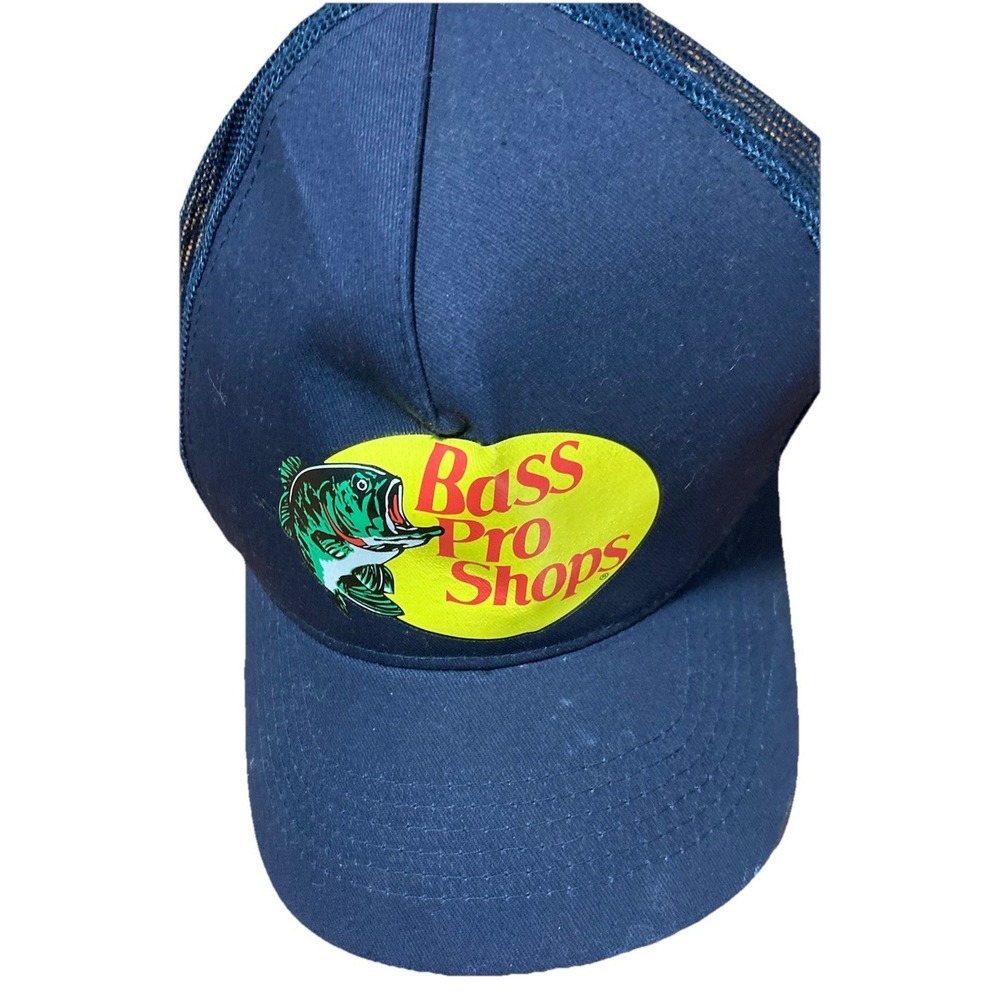 Bass Pro Shops Gone Fishing‎ Trucker Hat Navy Blue Mesh Adjustable One Size